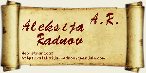 Aleksija Radnov vizit kartica